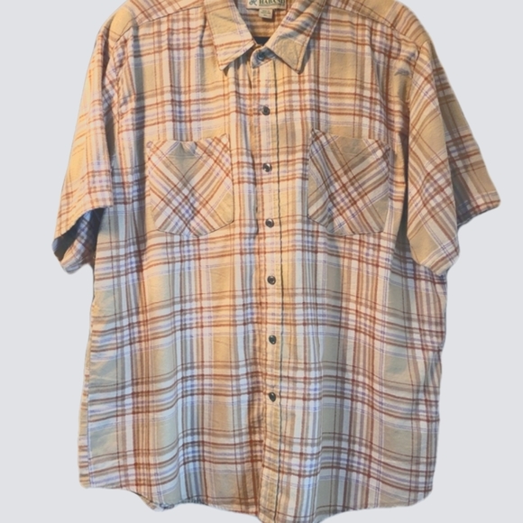 Haband Flannel Short-sleeve Button-down Men's Size XL Bei… - Picture 2 of 7